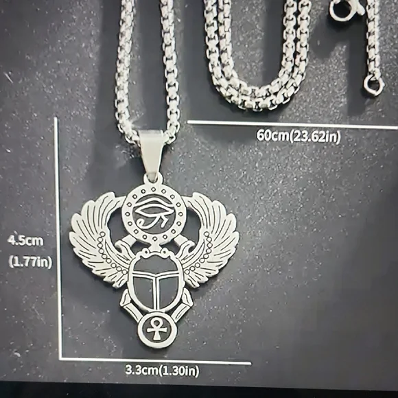 🪲🪲🪲🪲 Stainless Steel  Egyptian Scarab Pendant Necklace 🪲🪲🪲🪲 - Picture 3 of 6